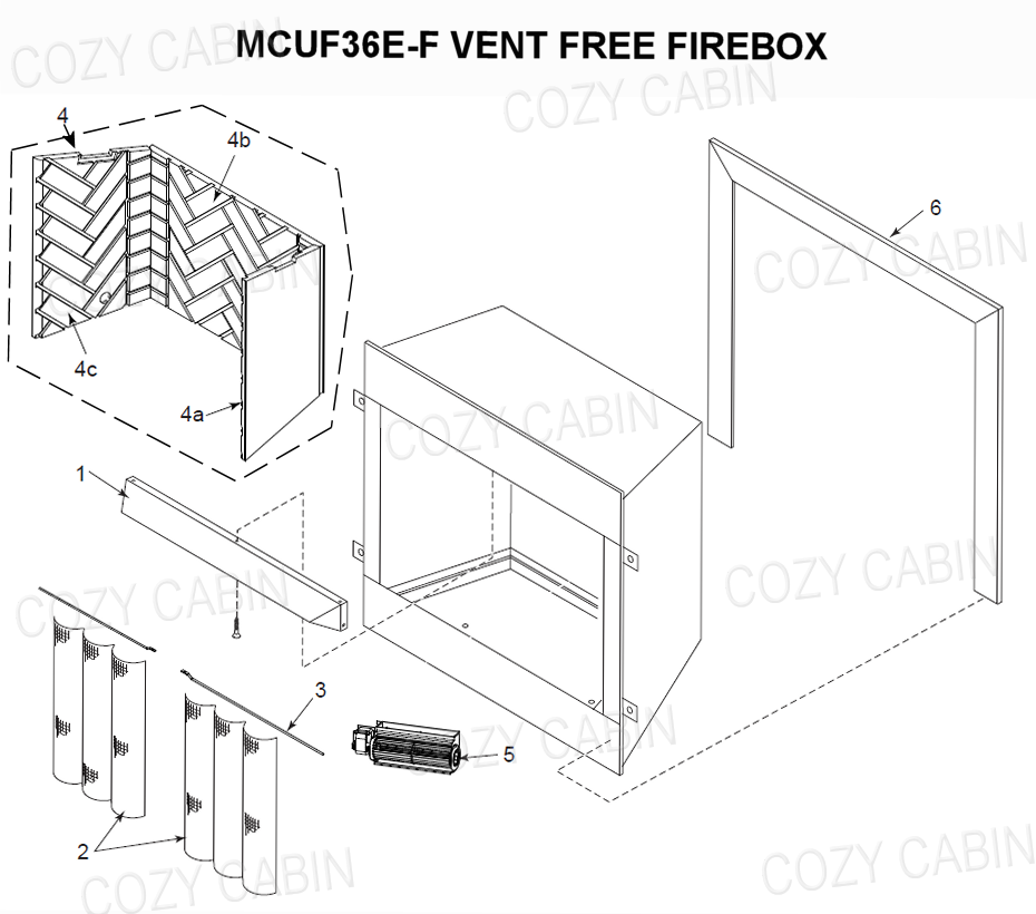 VERMONT CASTINGS MAGNUM VENT FREE FIREBOX (MCUF36E-F)  #MCUF36E-F